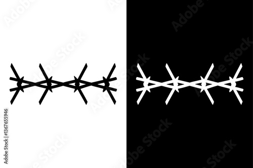 Minimalist Barbed Wire Silhouette Icon Crisp Vector Graphic.