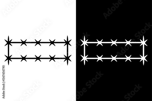 Minimalist Barbed Wire Silhouette Icon Crisp Vector Graphic.
