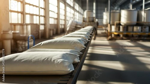 Factory Production Line of White Filled Pillow-Shaped Bags