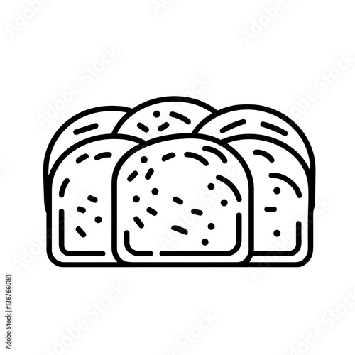 Bread Icon in Minimalist Style, Black and White for Food  