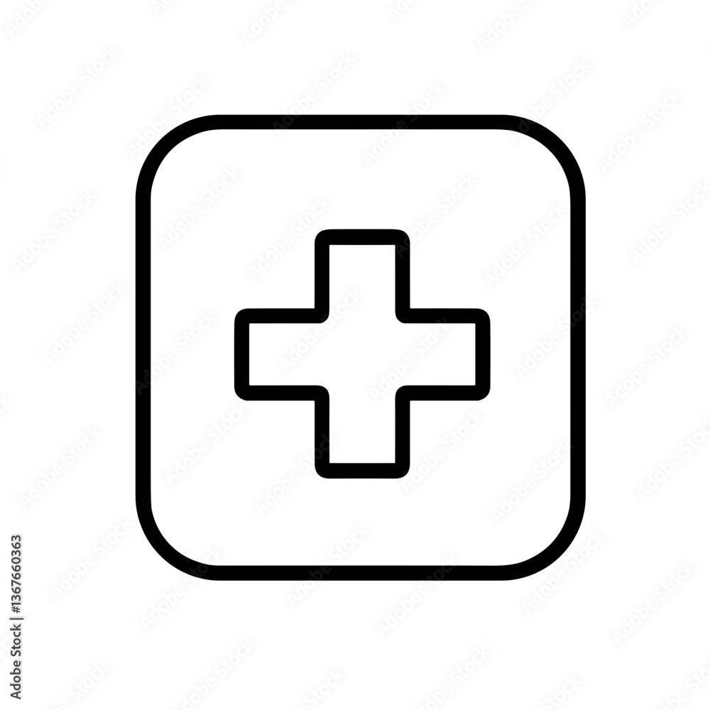 Medical cross icon in minimalist style on white background Medical cross icon in minimalist style on white background