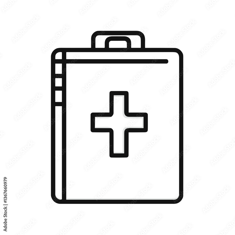 Medical first aid kit icon in simple line design Medical first aid kit icon in simple line design