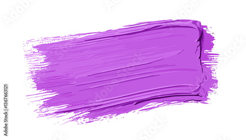 Purple paint stroke on white background representing creativity  