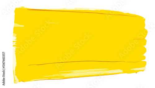 Yellow paint stroke on white background for artistic design  