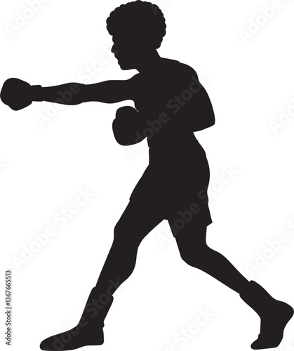 Silhouette of boxing fighter