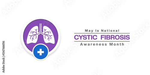 May is National Cystic Fibrosis Awareness Month. Lung and plus icon. Great for posters, banners, social media and more. White background.