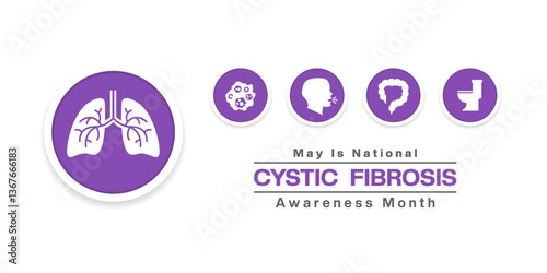 May is National Cystic Fibrosis Awareness Month. Great for posters, banners, social media and more. White background.