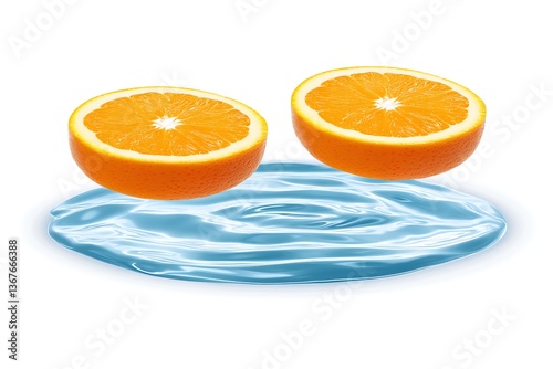 Floating Orange Slices on Water - Fresh and Healthy photo
