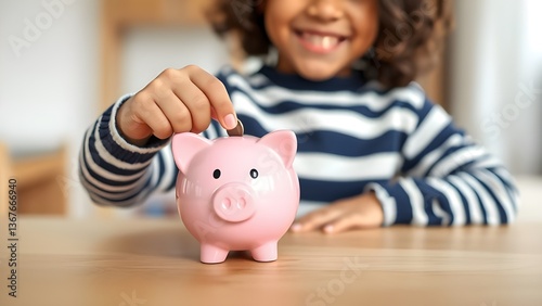 tirelire petite fille avec une pièce