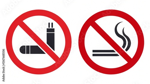 No smoking, No vaping combined sign. High resolution vector icon on white 
