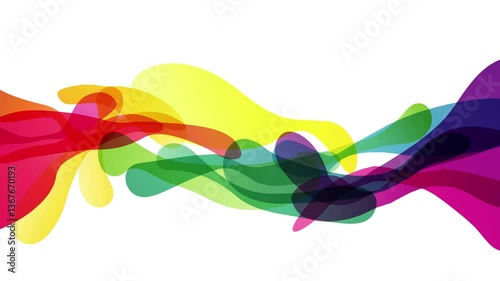 Colorful abstract wave design on transparent background