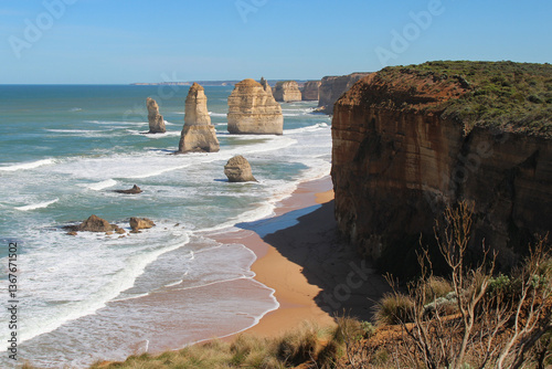 ocean at the 12 apostles along the great ocean road in australia 