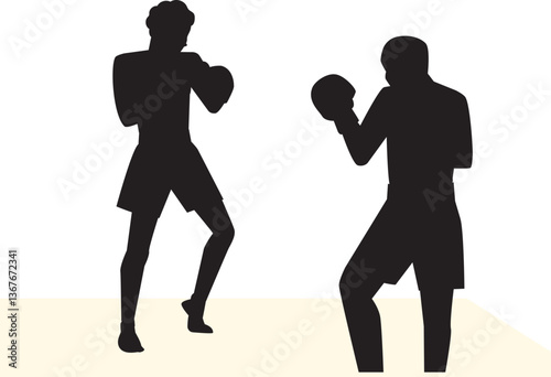 Silhouette of boxing fighter