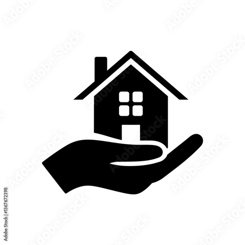 Hand Holding House Icon Symbolizing Real Estate Concept