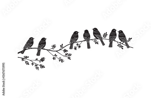 Beautiful birds sitting on a tree branch