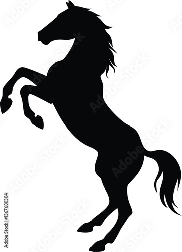 Adobe Illustrator Artwork A black silhouette of a horse rearing up on its hind legs