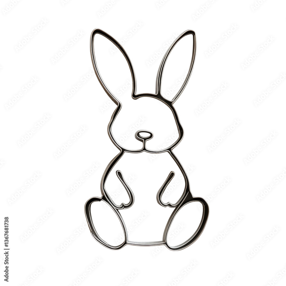 Obraz premium Bunny shaped cookie cutter isolated on transparent background, PNG