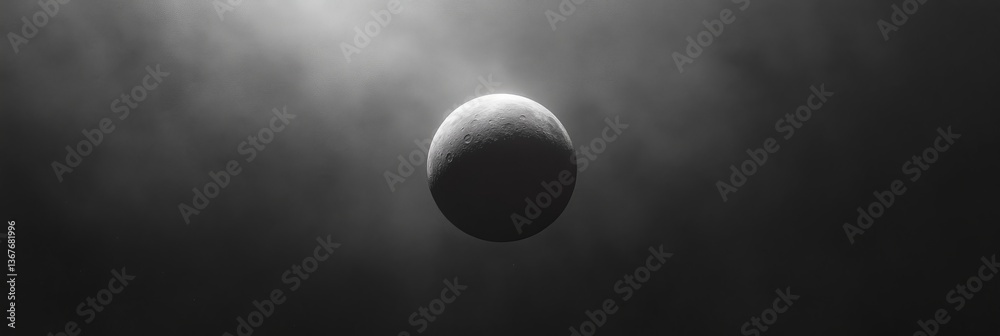 Obraz premium Ethereal celestial sphere suspended in smoky darkness