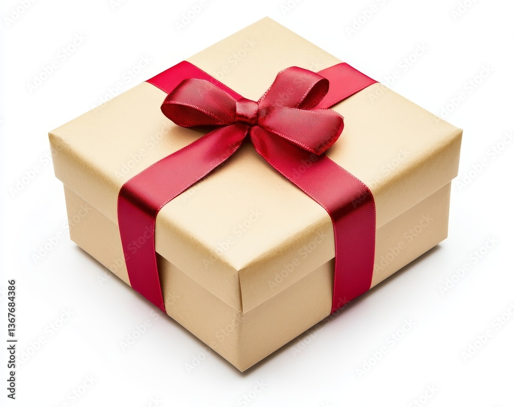 Fototapeta premium Gold Gift Box with Red Ribbon (2)