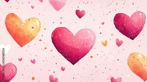 Charming Pink Love Hearts in a Repeated Clip Art Design