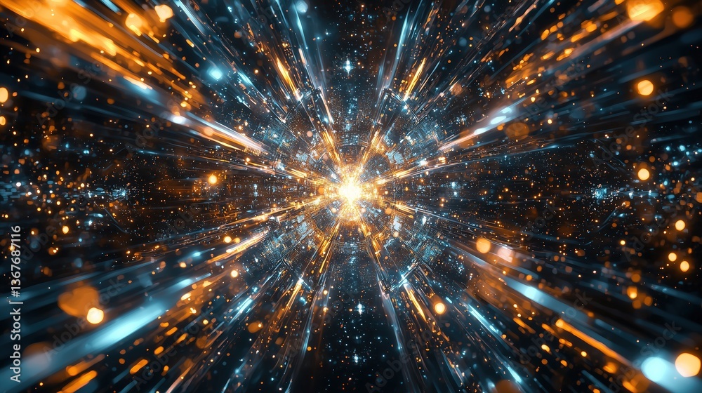 Fototapeta premium Quantum Computing Visualization - Quantum Time Crystal - Abstract Geometric Art