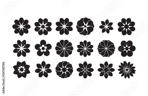 Monochrome Petal Art Set for Graphics