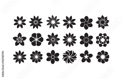 Monochrome Petal Art Set for Graphics