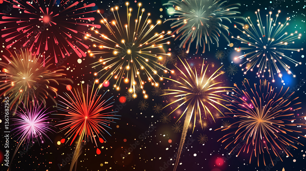 A cartoon fireworks display for the 4th of July A cartoon fireworks display for the 4th of July