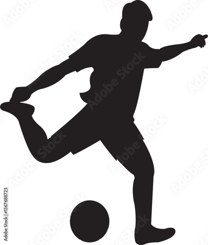 silhouette football player ready to shoot the ball