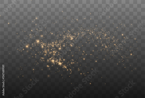 Golden sequins glow with many lights. Glittering dust. Luxurious background of golden particles.	