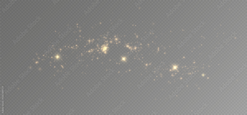 Christmas light effect. Sparkling magical dust particles.The dust sparks and golden stars shine with special light.	