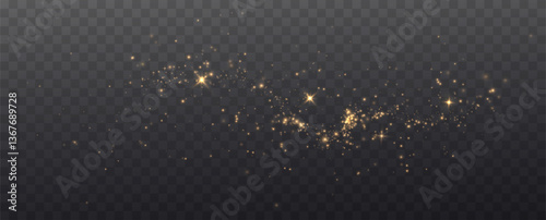 Christmas light effect. Sparkling magical dust particles.The dust sparks and golden stars shine with special light.	