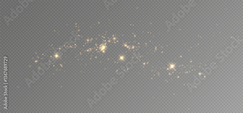 Christmas light effect. Sparkling magical dust particles.The dust sparks and golden stars shine with special light.	