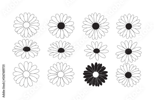 Beautiful Blossom Shape Icon Bundle