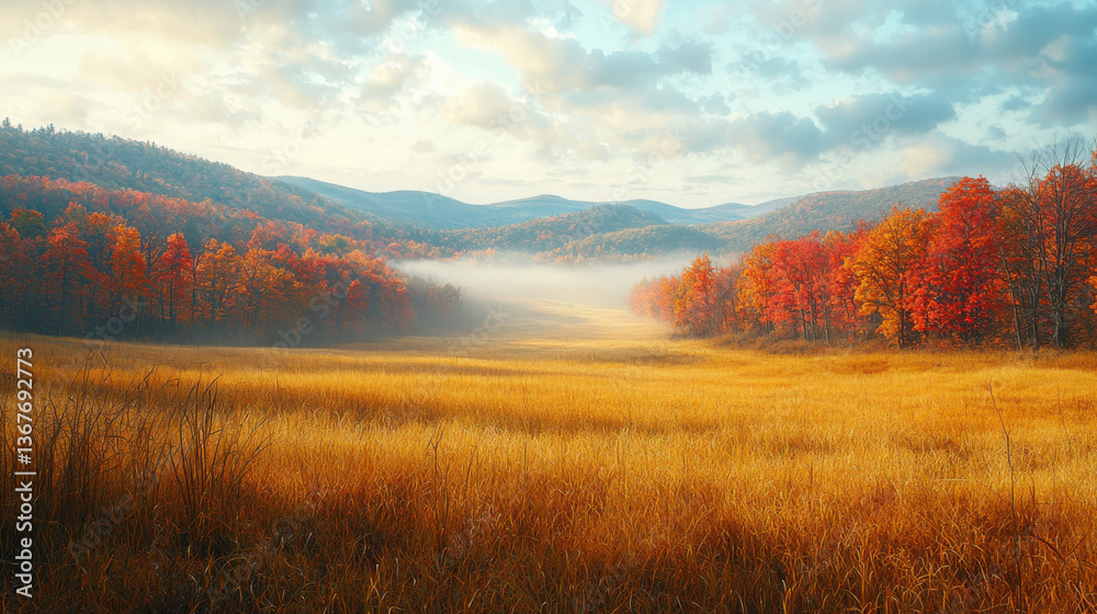 Golden autumn meadow scene Golden autumn meadow scene