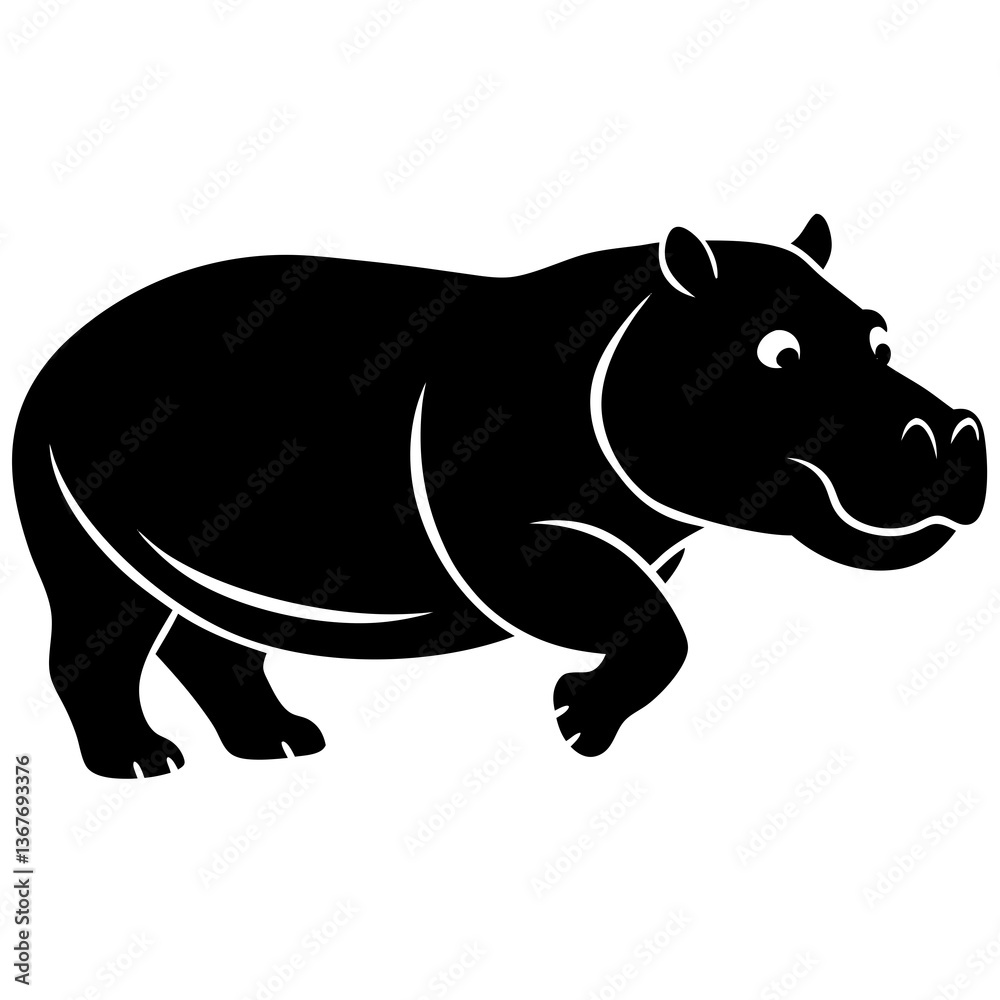 Fototapeta premium Hippo silhouette vector illustration