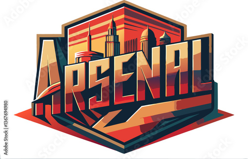 Arsenal gradient text effect, comic 3d style