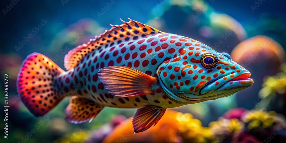 Fototapeta premium Leopardfin Fish Close-Up: High-Resolution Stock Photo