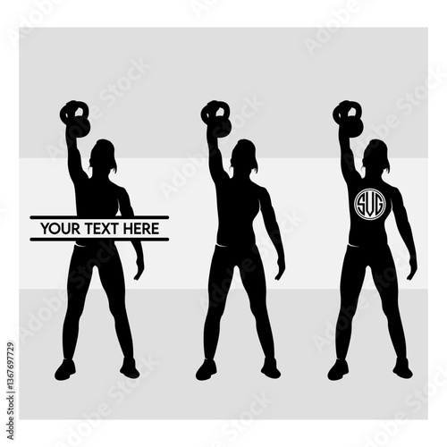 Weight Lifting Women SVG, Gym Svg, Muscle Women Svg, Female Body Builder Silhouette, Workout Svg, Fitness Svg, Silhoette, Weights Svg, Split Monogram, Cilcle Monogram