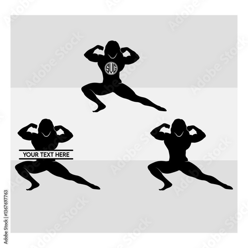 Weight Lifting Women SVG, Gym Svg, Muscle Women Svg, Female Body Builder Silhouette, Workout Svg, Fitness Svg, Silhoette, Weights Svg, Split Monogram, Cilcle Monogram