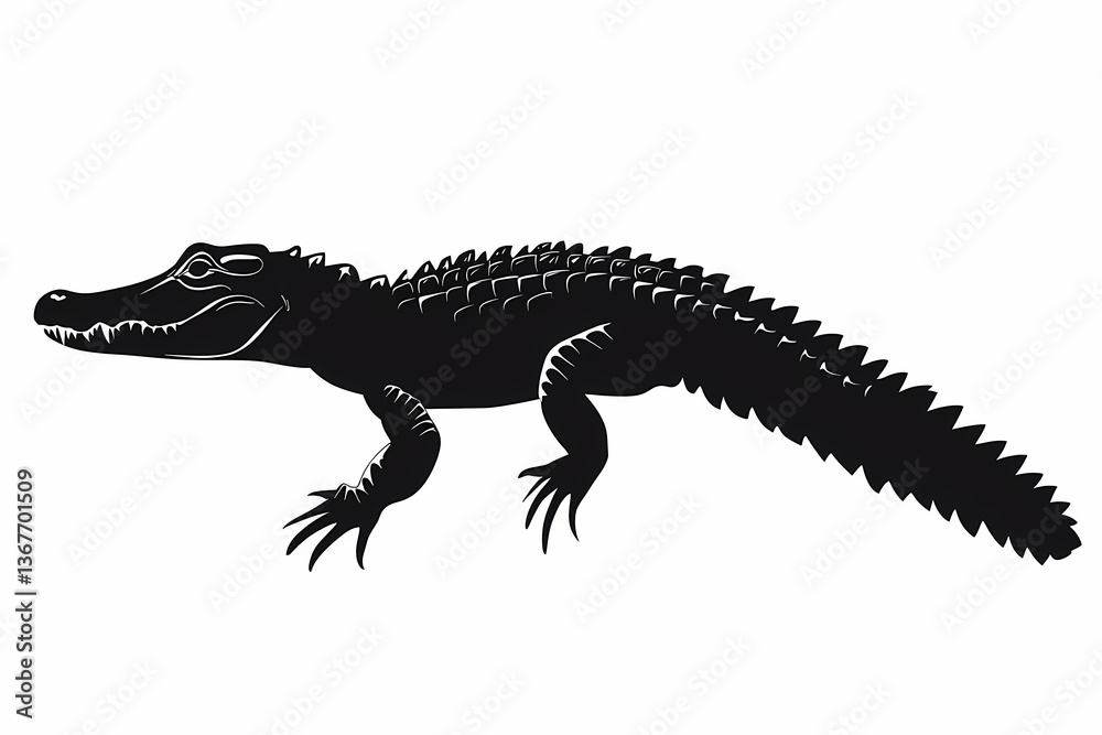 Fototapeta premium Alligator silhouette on white background vector design