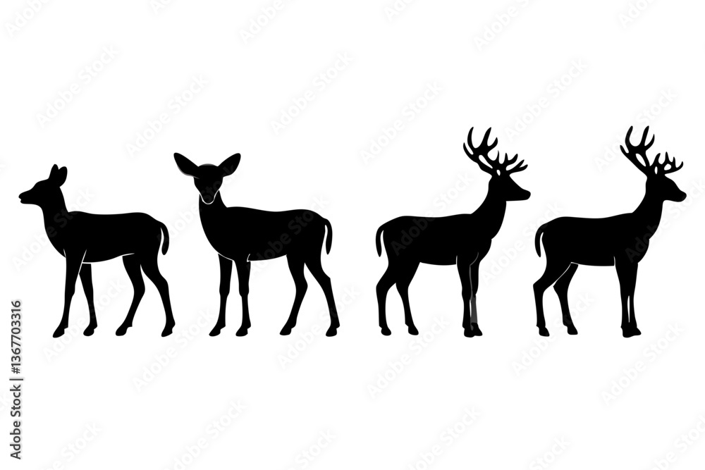 set of Deer silhouette vector illustration set of Deer silhouette vector illustration