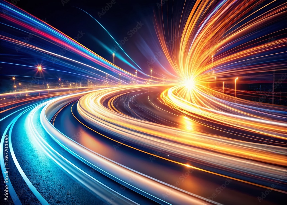 Obraz premium Long Exposure Light Trails on InDesign Templates - Abstract Design Background