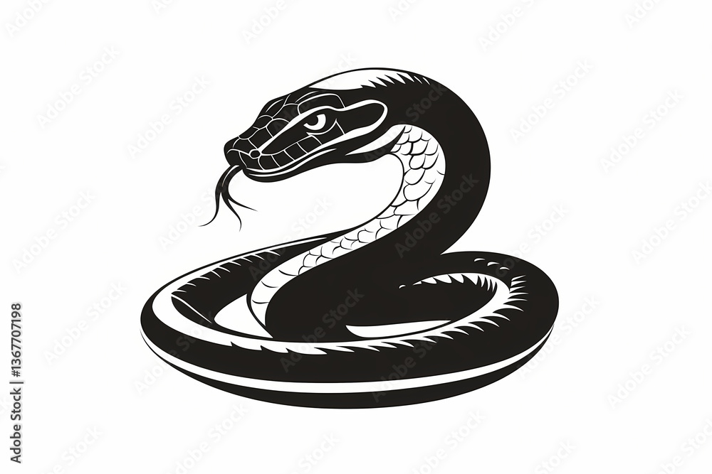 Fototapeta premium Cobra silhouette on white background, vector design