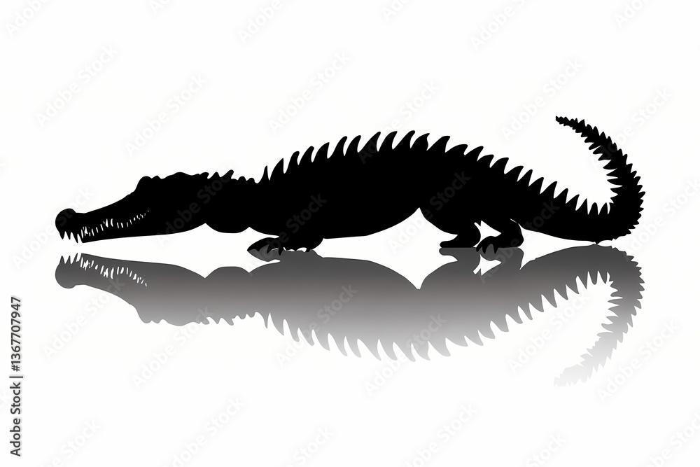 Naklejka premium Crocodile silhouette on white background, vector design