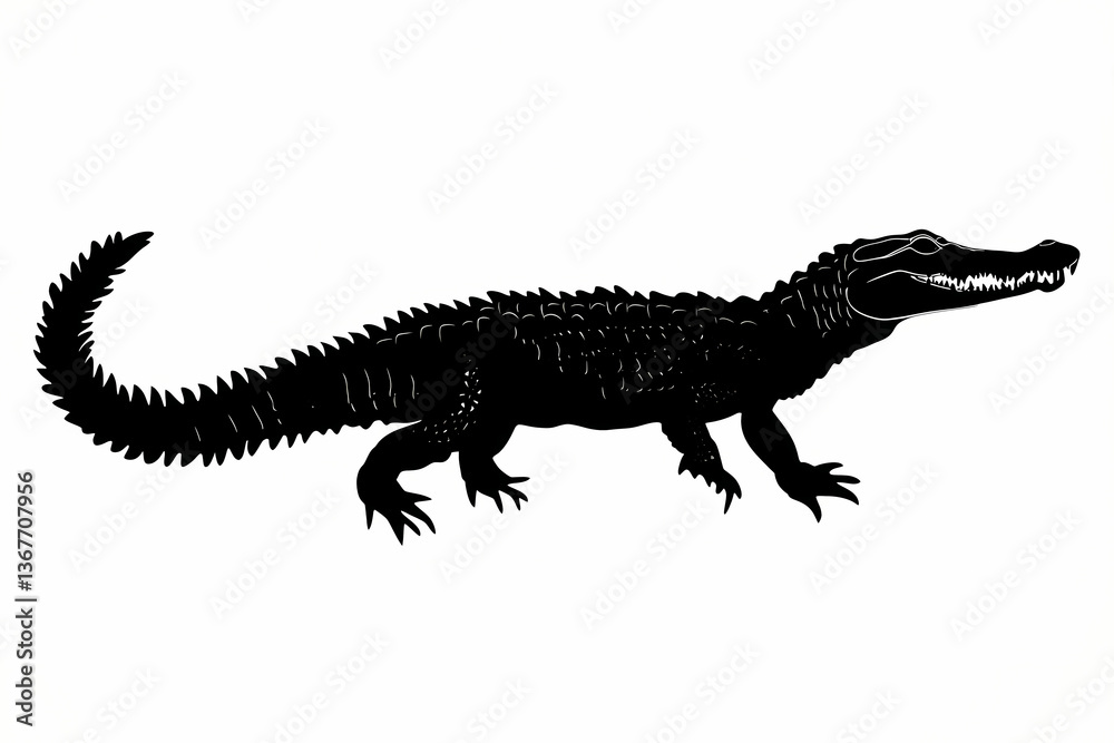 Crocodile silhouette on white background, vector design Crocodile silhouette on white background, vector design