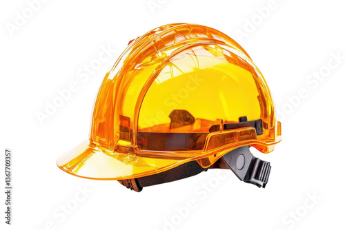 Bright orange safety helmet resting on a clean surface, ready for a day of construction work isolated on transparent background photo