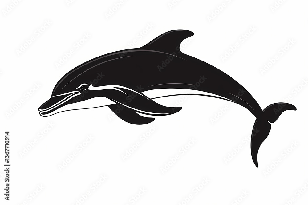 Obraz premium Dolphin silhouette on white background with vector design