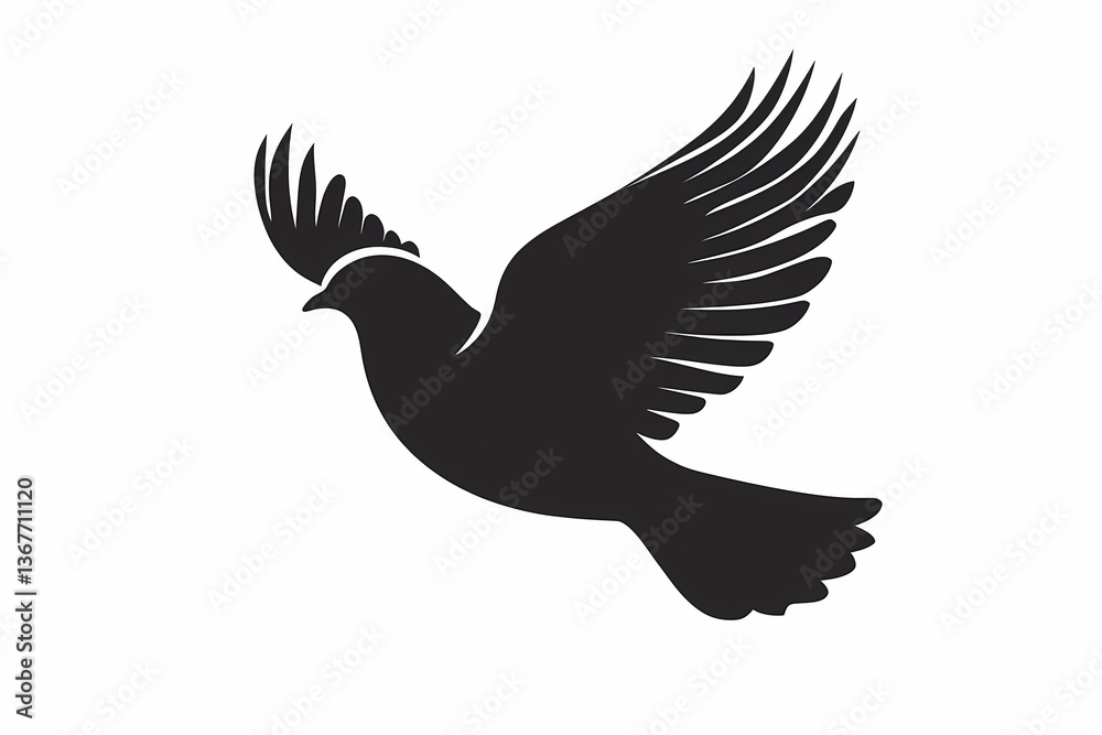 Obraz premium Dove silhouette on white background, vector design