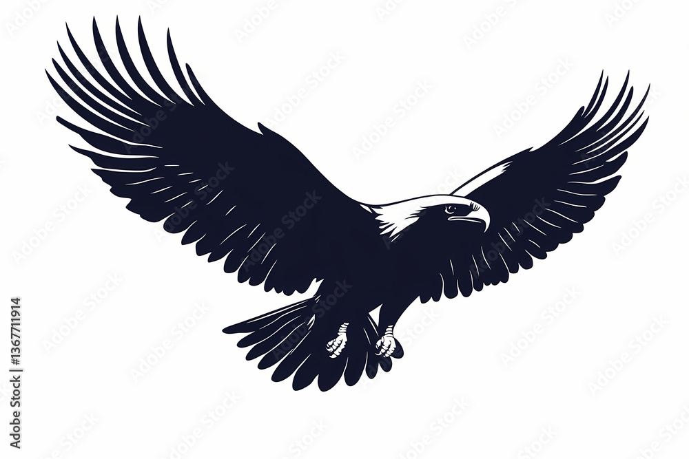 Obraz premium Eagle silhouette on white background, vector design
